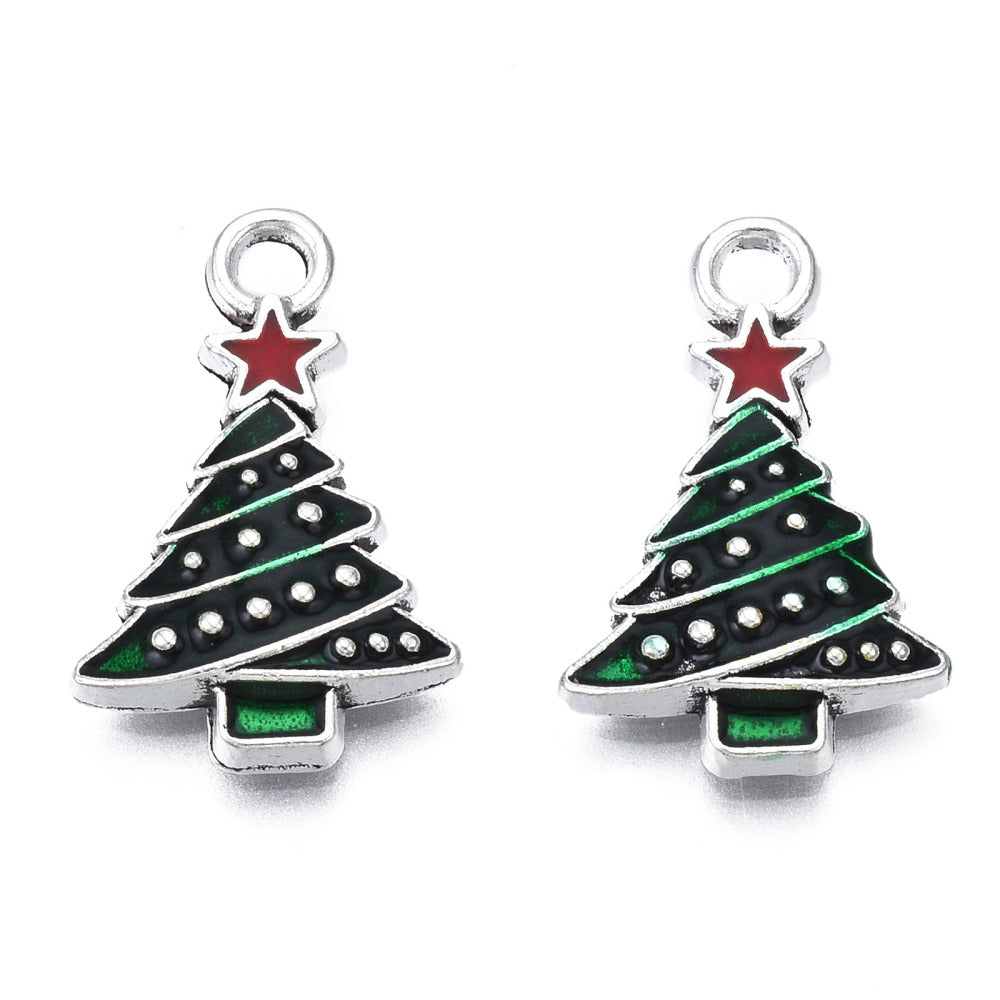 Mini Christmas Tree Enamel Charms (10 Pieces) 20x13x3 MM Green Metal Alloy Pendants For Jewellery Making Decoration Crafts [ac-charm-00002-m1]