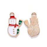 Mini Christmas Snowman Enamel Charms (10 Pieces) 20x13x1.5 MM White Metal Alloy Pendants For Jewellery Making Decoration Crafts [ac-charm-00002-m2]