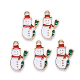 Mini Christmas Snowman Enamel Charms (10 Pieces) 20x13x1.5 MM White Metal Alloy Pendants For Jewellery Making Decoration Crafts [ac-charm-00002-m2]