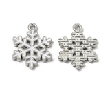 Mini Christmas Snowflake Enamel Charms (10 Pieces) 20x15x1.5 MM White Metal Alloy Pendants For Jewellery Making Decoration Crafts [ac-charm-00002-m4]