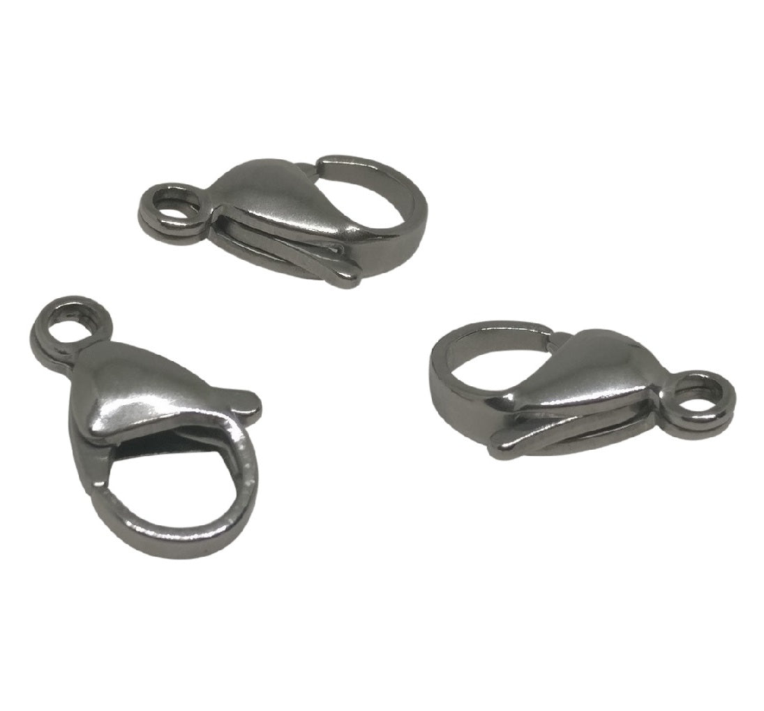 Tarnish Resistant 304-Stainless Steel Lobster Claw Clasps (Pack of 10 Pieces) 12x7x4 MM Silver Color For Jewellery Making [ac-jwlsupp-00004-m6]