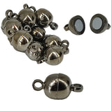 Brass Magnetic Clasp 11x6 MM (5 Pieces) Black Metal Color Round For Jewellery Making [ac-jwlsupp-00005-m8]