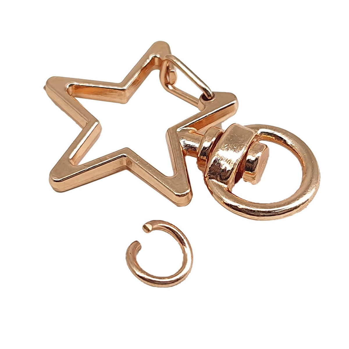 Alloy 360 Degree Swivel Ring Snap Hook Clasps (5 Pieces) 33x23x6 MM Star Rose Gold Color For Key Chain and Bag Making [ac-jwlsupp-00007-m8]