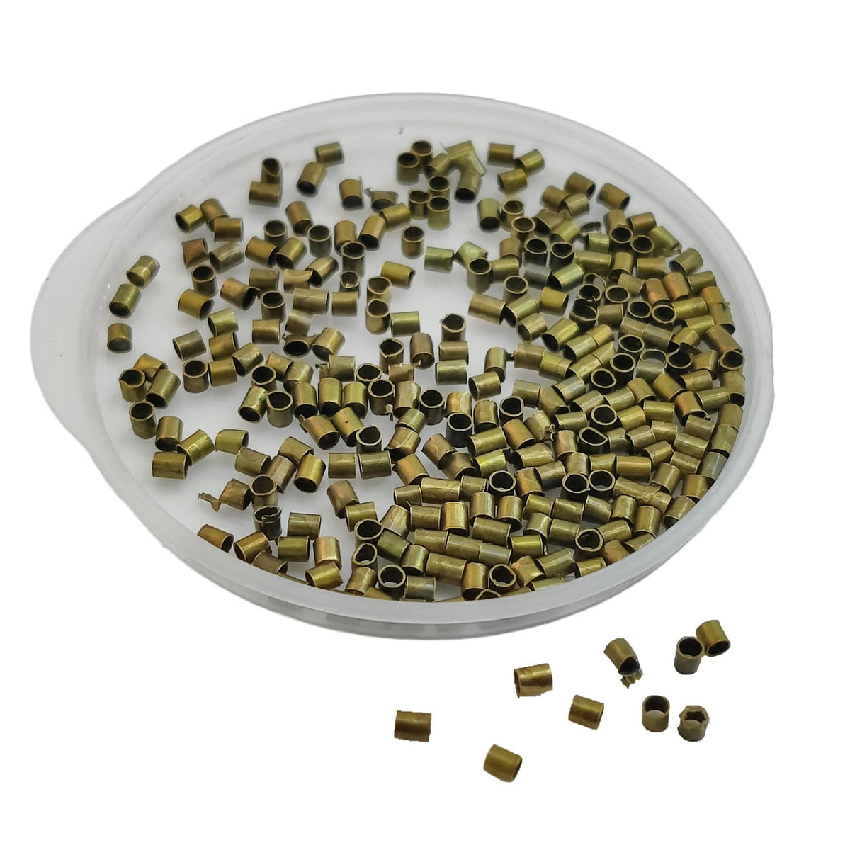 Brass Crimp Beads Gear Locks (5 Grams, 800+ Pieces) Antique Bronze Color For Jewellery Making Wire Crimping [ac-jwlsupp-00010-m5]