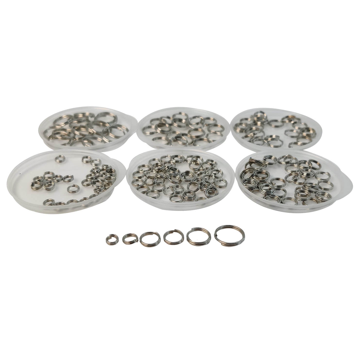 Iron Double Loop Split Jump Rings 4 to 10 MM Range 1.4 MM Thick (250+ Pieces, 25 Grams Wt) Bright Silver Color For Jewellery Making Crafts [ac-jwlsupp-00015-m26]