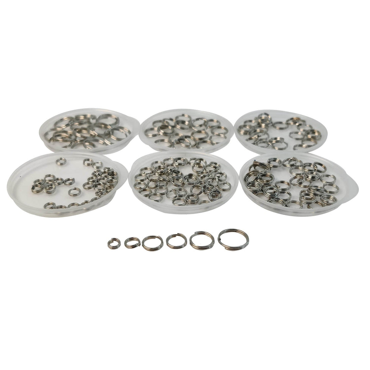 Iron Double Loop Split Jump Rings 4 to 10 MM Range 1.4 MM Thick (250+ Pieces, 25 Grams Wt) Bright Silver Color For Jewellery Making Crafts [ac-jwlsupp-00015-m26]