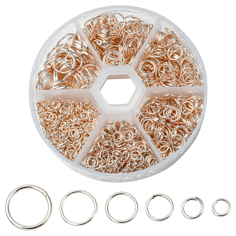 Iron Jump Rings Light Rose Gold Color (Mixed Sizes 4-10 MM, Total 1000 Pieces, 1 Box) For Jewellery Making Crafts