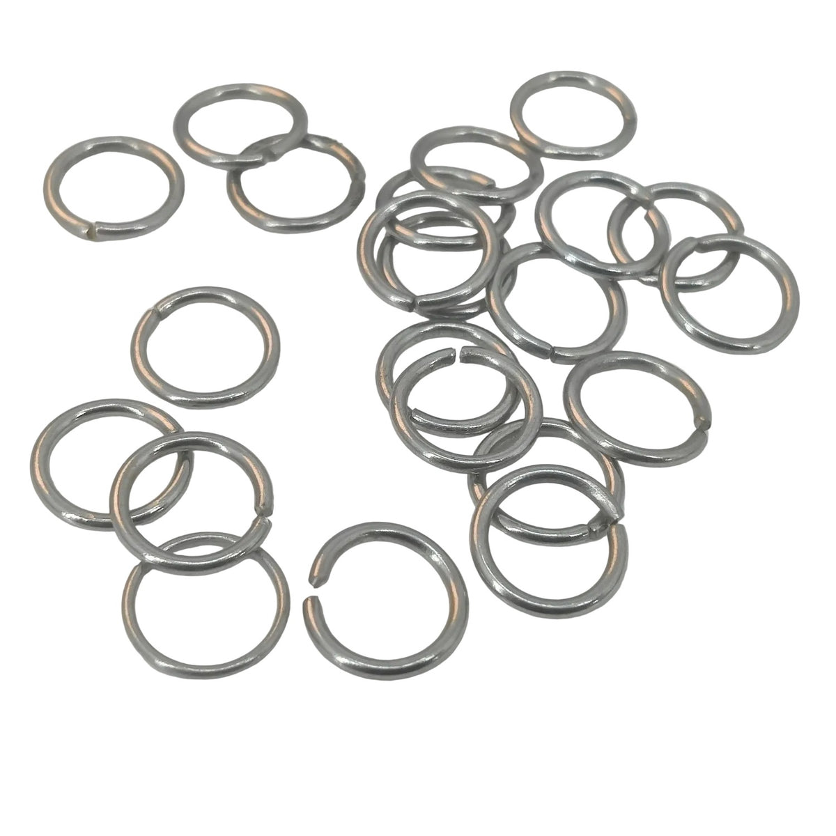 Stiff Chromium Plated Jump Rings 10-11 x 1.3 MM 18 Gauge (60+ PCs, 25 GMs) MS Mild Steel Round Silver Color For Key Chains Jewellery Making DIY Crafts