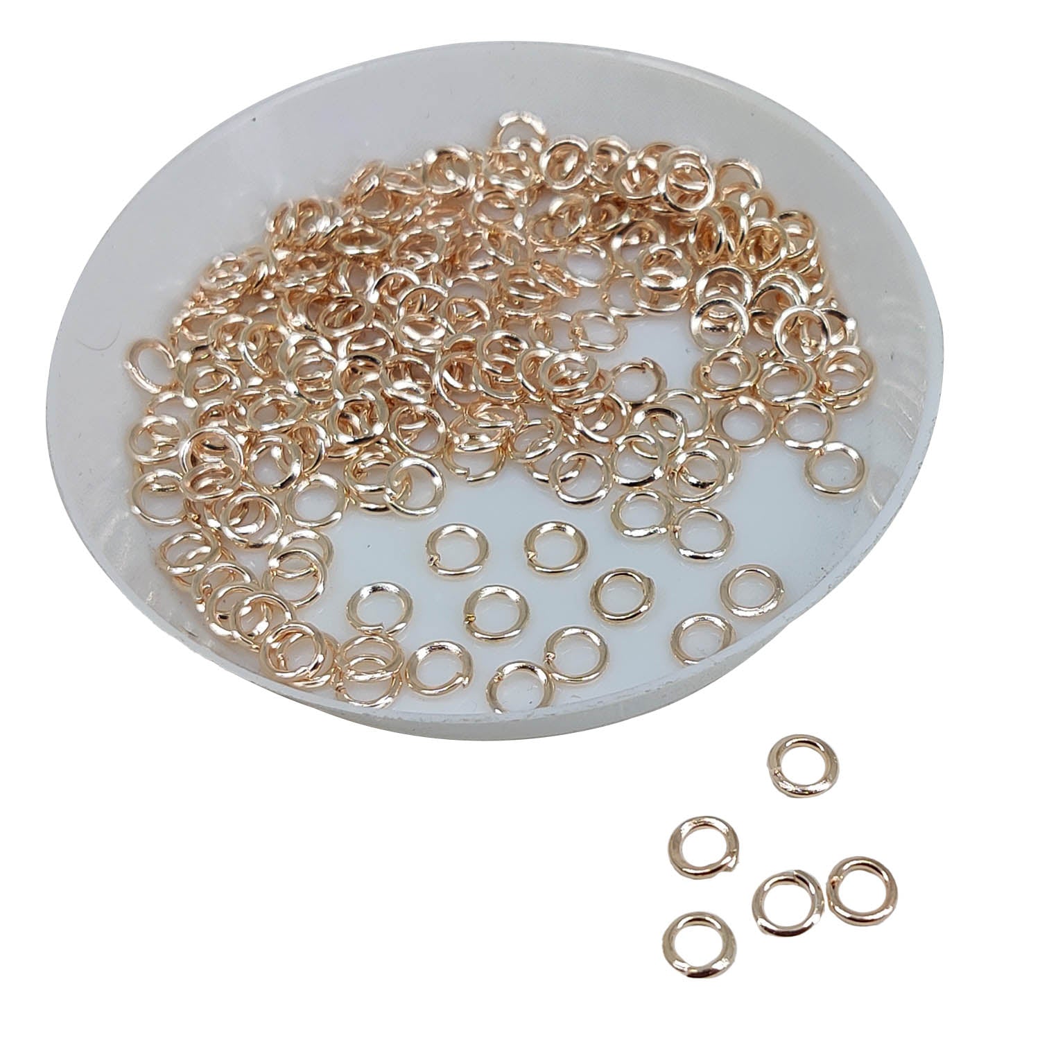 Iron Jump Rings 4x0.7 MM (10 Grams, 225+ Pieces) Light Rose Gold Color For Jewellery Making Crafts [ac-jwlsupp-00015-m7-sub1]