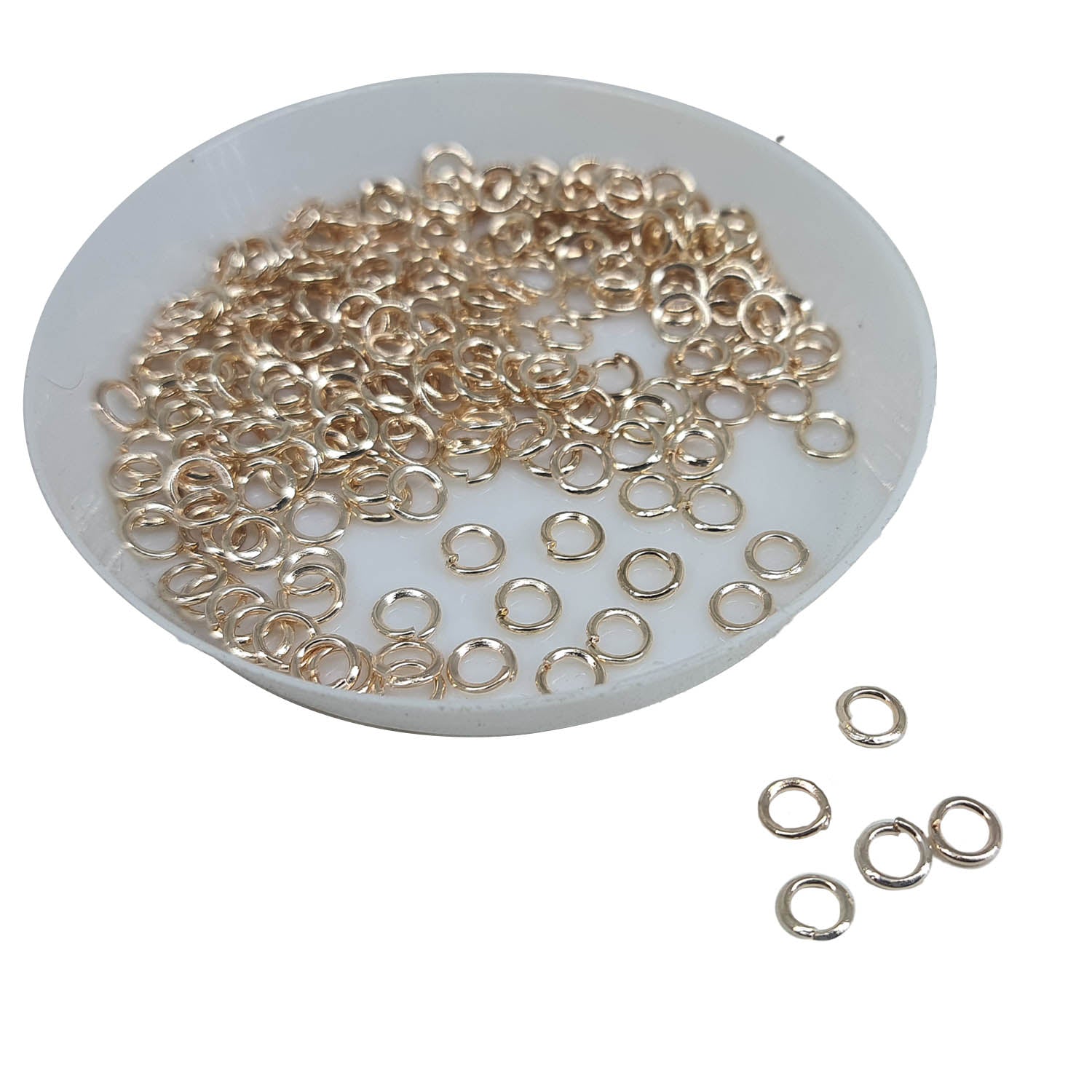 Iron Jump Rings 4x0.7 MM (10 Grams, 225+ Pieces) Light Rose Gold Color For Jewellery Making Crafts [ac-jwlsupp-00015-m7-sub1]