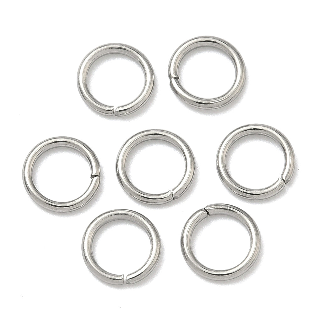 Tarnish Resistant 304-Stainless Steel Jump Rings 7x1 MM (100 Pieces, 10 Grams) 18 Gauge Silver Color For Jewellery Making [ac-jwlsupp-00017-m8]