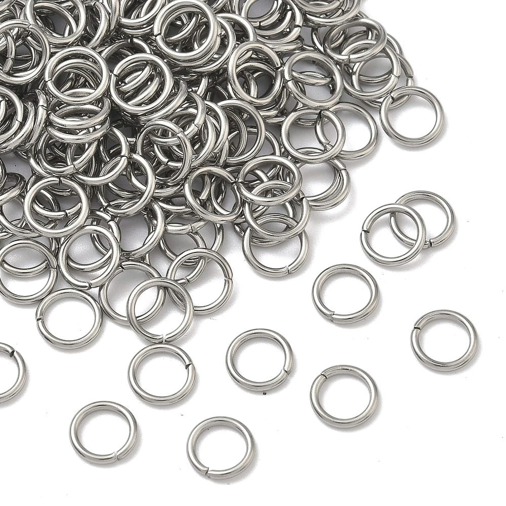 Tarnish Resistant 304-Stainless Steel Jump Rings 7x1 MM (100 Pieces, 10 Grams) 18 Gauge Silver Color For Jewellery Making [ac-jwlsupp-00017-m8]