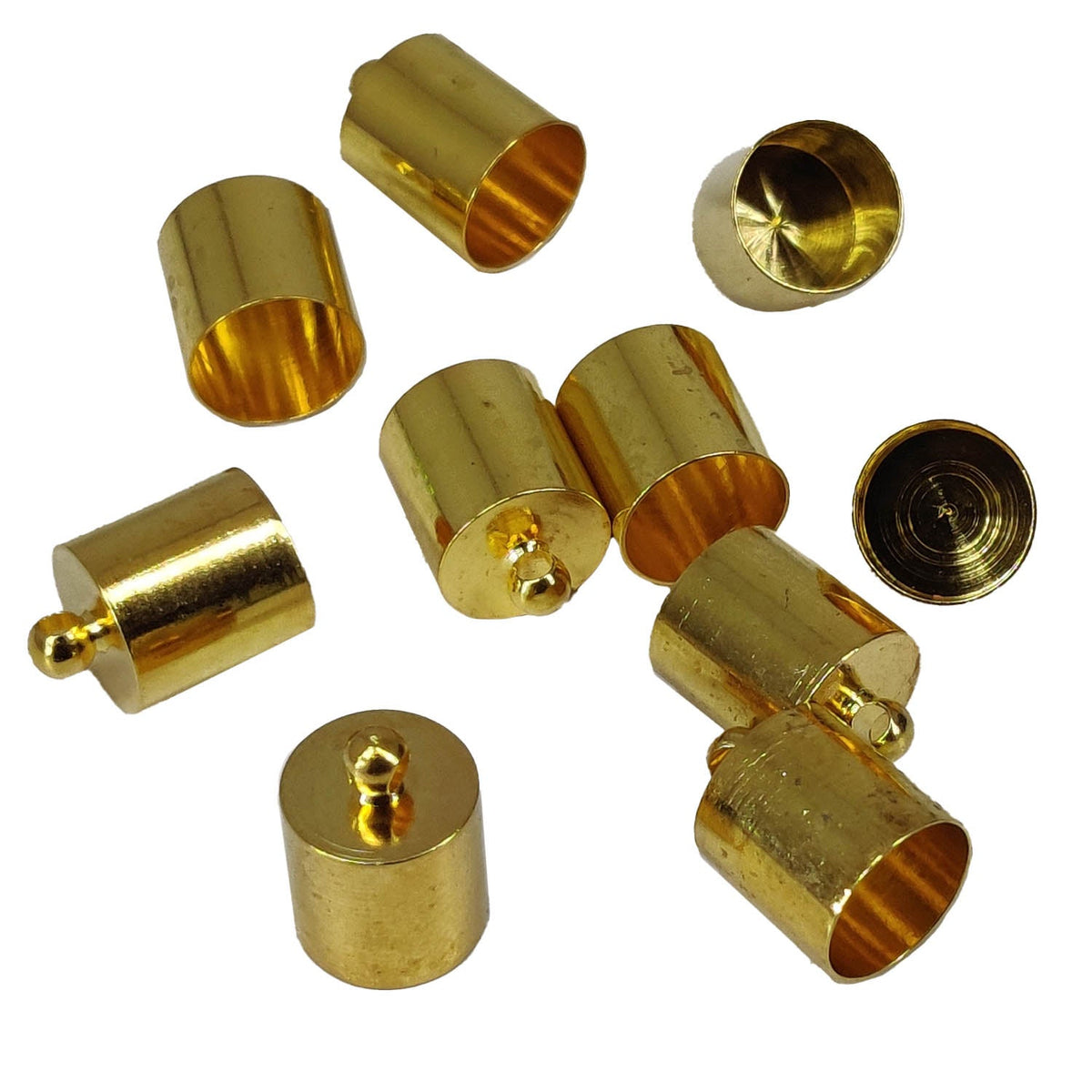 Brass End Cords Caps 13x9 MM With Inner Size 8 MM (10 Pieces) Gold Color For Jewellery Making Crafts Fabric Accessories [ac-jwlsupp-00023-m5]