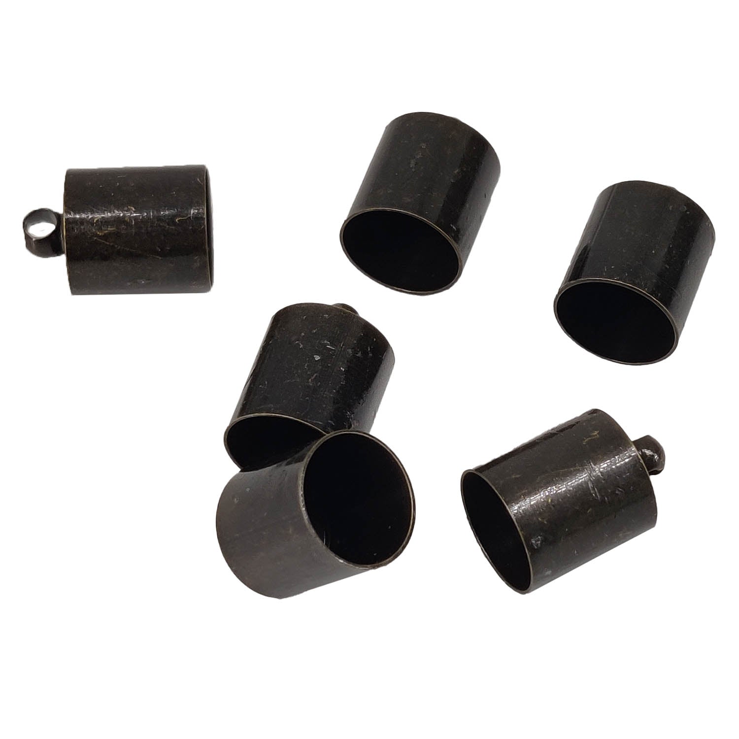 Brass End Cords Caps 13x9 MM With Inner Size 8 MM (10 Pieces) Black Metal Color For Jewellery Making Crafts Fabric Accessories [ac-jwlsupp-00023-m8]