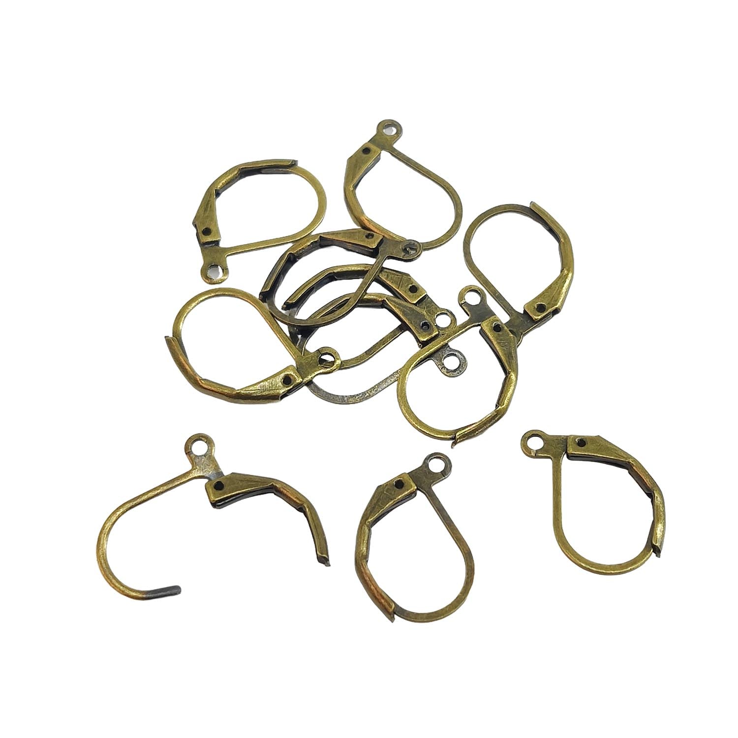 Brass Lever-Back Earring Hooks 15x10 MM (10 Pieces) Antique Bronze Color For Jewellery Making  [ac-jwlsupp-00033-m15]