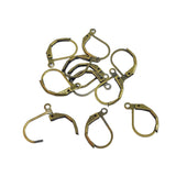 Brass Lever-Back Earring Hooks 15x10 MM (10 Pieces) Antique Bronze Color For Jewellery Making  [ac-jwlsupp-00033-m15]
