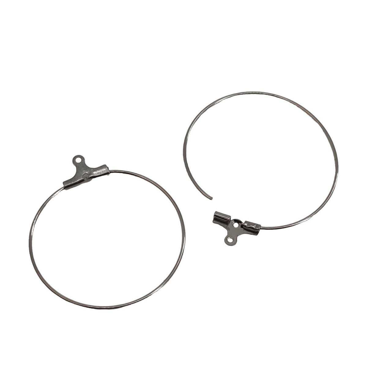 Tarnish Resistant 304-Stainless Steel Hoop Earring Hook 31x0.6 MM (10 Pieces) Round Silver Color For Jewellery Making [ac-jwlsupp-00034-m12]