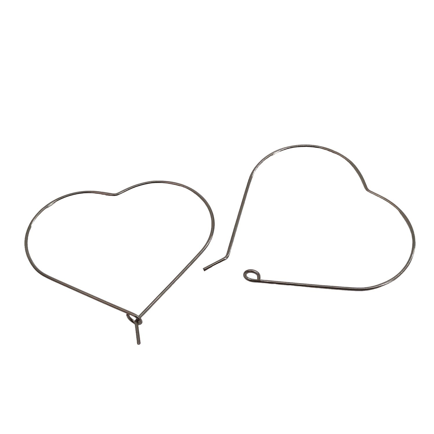 Tarnish Resistant 304-Stainless Steel Hoop Earring Hook 40x0.7 MM (10 Pieces) Heart Silver Color For Jewellery Making [ac-jwlsupp-00034-m13]