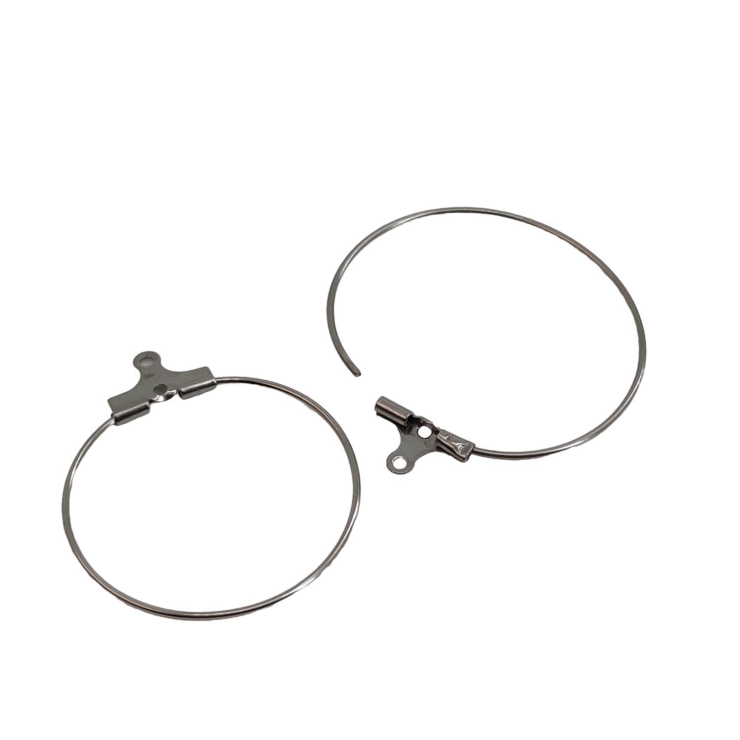Tarnish Resistant 304-Stainless Steel Hoop Earring Hook 26x0.8 MM (10 Pieces) Round Silver Color For Jewellery Making [ac-jwlsupp-00034-m16]