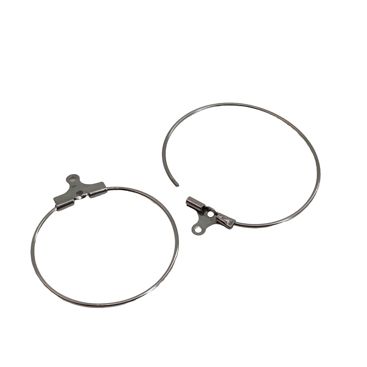 Tarnish Resistant 304-Stainless Steel Hoop Earring Hook 26x0.8 MM (10 Pieces) Round Silver Color For Jewellery Making [ac-jwlsupp-00034-m16]