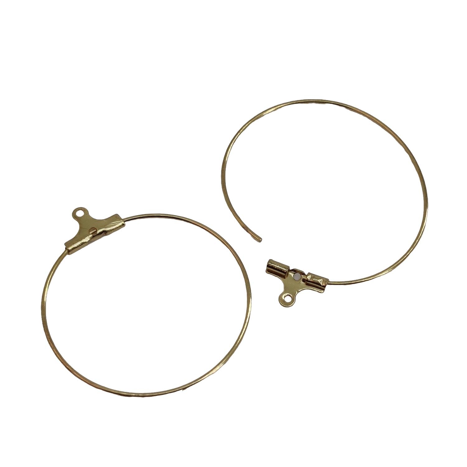 Tarnish Resistant 304-Stainless Steel Hoop Earring Hook 31x0.7 MM (10 Pieces) Round Gold Color For Jewellery Making [ac-jwlsupp-00034-m17]