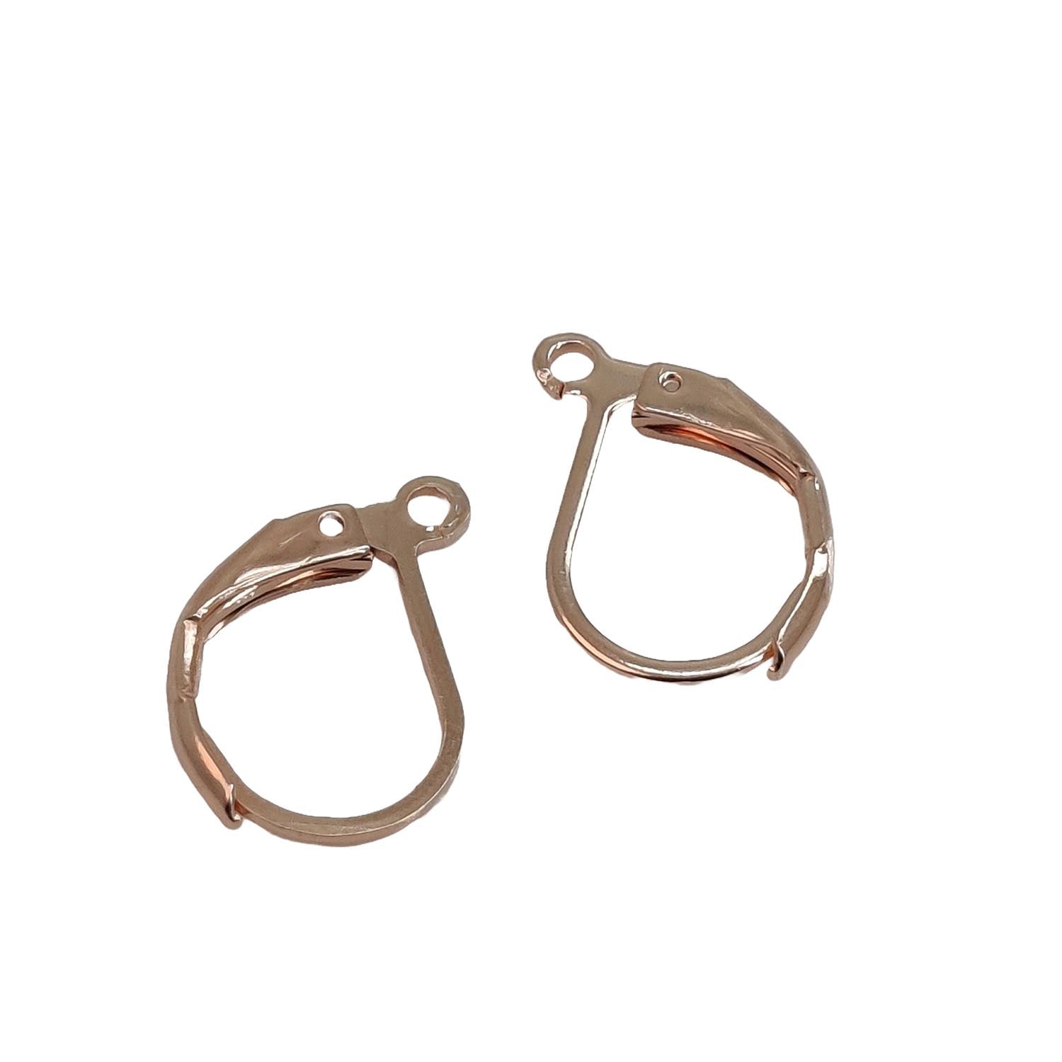 Tarnish Resistant 304-Stainless Steel Leverback Earring Hook 16x10 MM (10 Pieces) Rose Gold Color For Jewellery Making [ac-jwlsupp-00034-m19]
