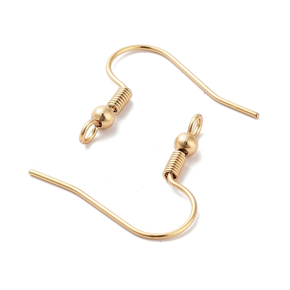 Tarnish Resistant 316-Surgical Stainless Steel Earring Hooks (10 PCs) 21x20 MM Gold Color Earwires For Jewellery Making [ac-jwlsupp-00034-m25]