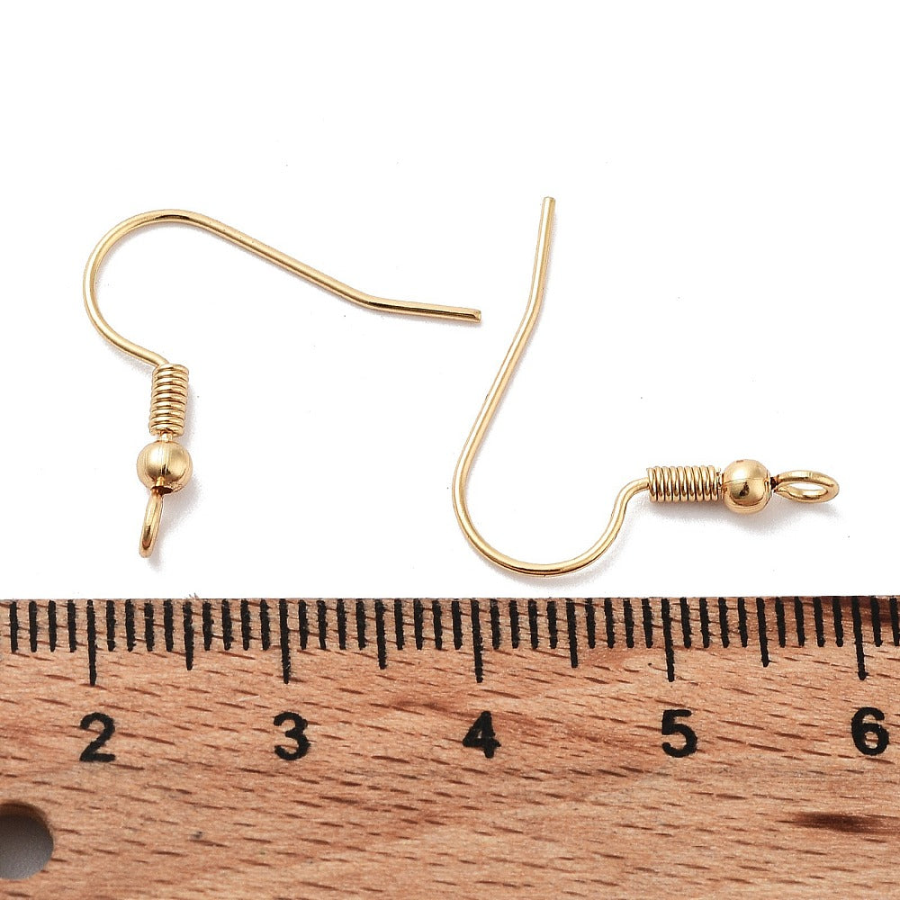 Tarnish Resistant 316-Surgical Stainless Steel Earring Hooks (10 PCs) 21x20 MM Gold Color Earwires For Jewellery Making [ac-jwlsupp-00034-m25]