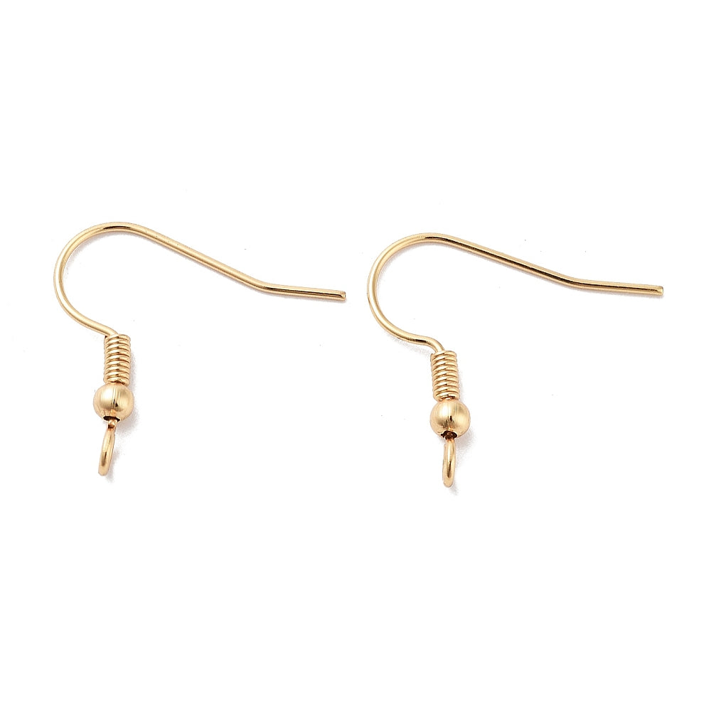 Tarnish Resistant 316-Surgical Stainless Steel Earring Hooks (10 PCs) 21x20 MM Gold Color Earwires For Jewellery Making [ac-jwlsupp-00034-m25]