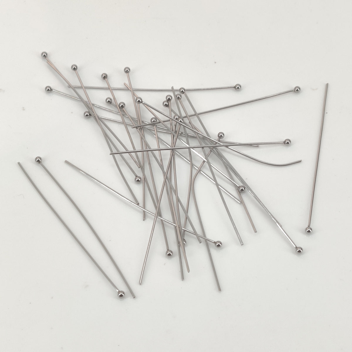 304-Stainless Steel Ball Head Pins 50x0.6 MM (10 Grams, 65+  Pieces) 22 Gauge Tarnish Resistant Silver Color For Jewellery Making Crafts