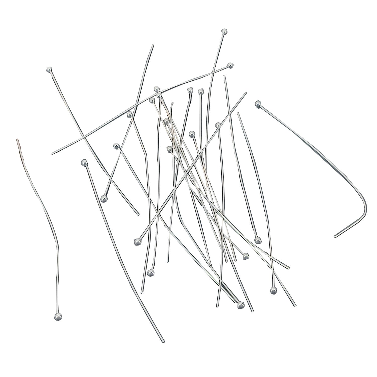 304-Stainless Steel Ball Head Pins 70x0.5 MM (10 Grams, 65+  Pieces) 24 Gauge Tarnish Resistant Silver Color For Jewellery Making Crafts