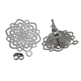 Tarnish Resistant 304-Stainless Steel Earring Studs Bases With Stoppers (4 Pieces) 15 MM Flower Silver Color For Jewellery Making [ac-jwlsupp-00047-m12]