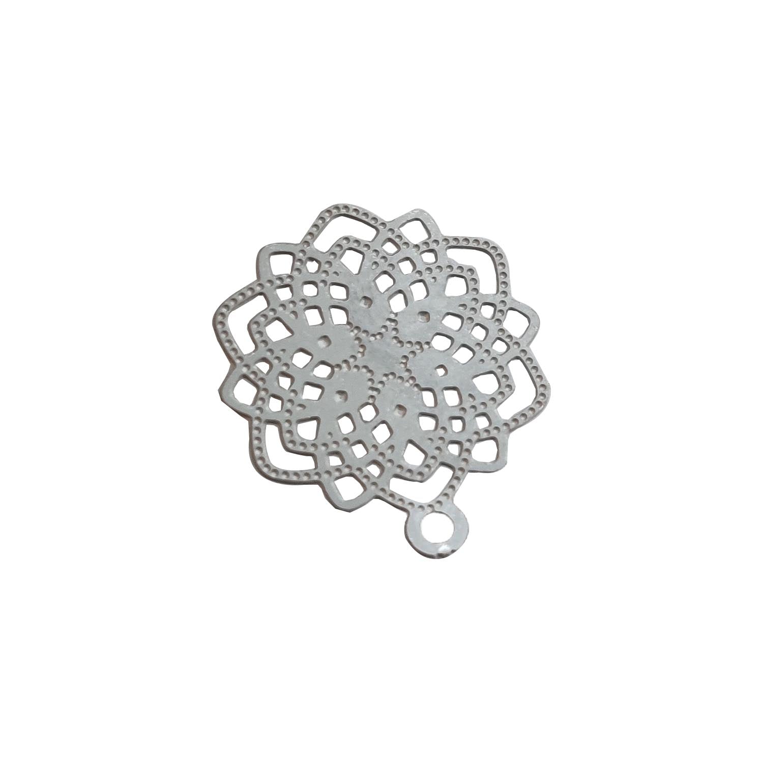 Tarnish Resistant 304-Stainless Steel Earring Studs Bases With Stoppers (4 Pieces) 15 MM Flower Silver Color For Jewellery Making [ac-jwlsupp-00047-m12]