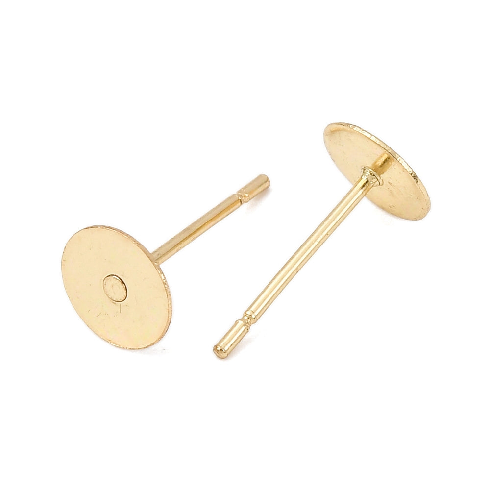 Tarnish Resistant 304-Stainless Steel Earring Base (50 PCs) 6x0.7 MM Stud Post Gold Color Color For Jewellery Making [ac-jwlsupp-00047-m14]