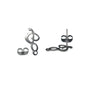 Tarnish Resistant 201-Stainless Steel Earring Studs Bases With Stoppers (4 Pieces) 16x8 MM Music Note Silver Color For Jewellery Making [ac-jwlsupp-00047-m1]