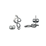 Tarnish Resistant 201-Stainless Steel Earring Studs Bases With Stoppers (4 Pieces) 16x8 MM Music Note Silver Color For Jewellery Making [ac-jwlsupp-00047-m1]