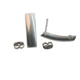Tarnish Resistant 304-Stainless Steel Earring Studs Bases With Stoppers (4 Pieces) 20x6 MM Rectangle Silver Color For Jewellery Making [ac-jwlsupp-00047-m2]