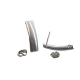 Tarnish Resistant 304-Stainless Steel Earring Studs Bases With Stoppers (4 Pieces) 20x6 MM Rectangle Silver Color For Jewellery Making [ac-jwlsupp-00047-m2]