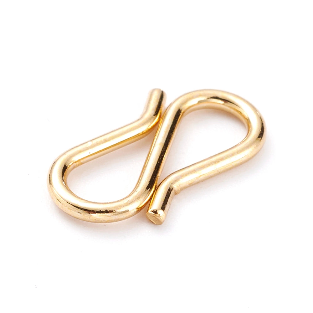 Tarnish Resistant 304-Stainless Steel S-Hook Lock Clasps (10 Pieces) 13x7x1 MM Gold Color For Jewellery Making [ac-jwlsupp-00050-m2]
