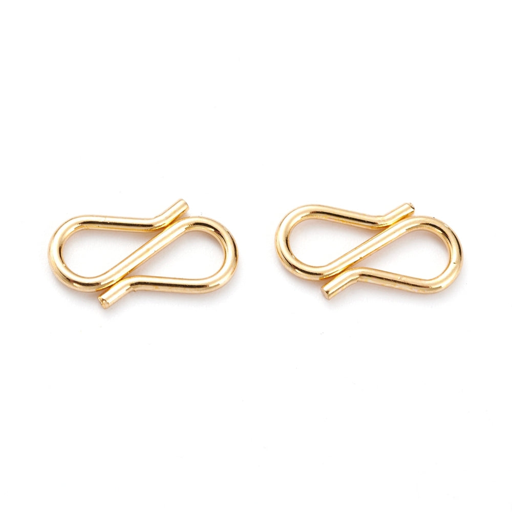 Tarnish Resistant 304-Stainless Steel S-Hook Lock Clasps (10 Pieces) 13x7x1 MM Gold Color For Jewellery Making [ac-jwlsupp-00050-m2]