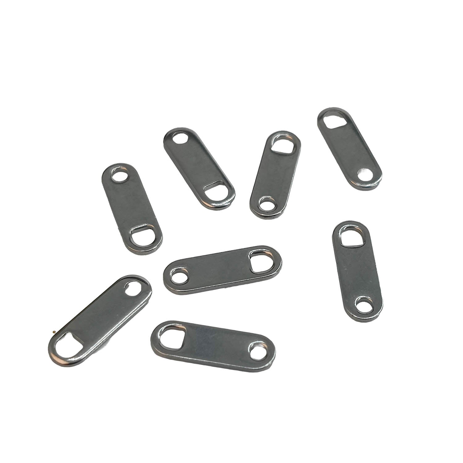 304-Stainless Steel Chain Extension Connector Tabs (10 Pieces) 11x3.5x0.4 MM Oval Silver Color For Jewellery Making [ac-jwlsupp-00051-m1]