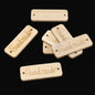 Wooden Handmade Word Printed Tags (10 PCs) 40x2 MM Brown For embossing knitting sewing patchwork labelling bags wallets clothing accessories