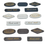 Wooden Handmade Word Printed Tags (5 PCs, 25-35 MM, Mixed Shapes) For embossing knitting sewing patchwork labelling bags wallets clothing accessories