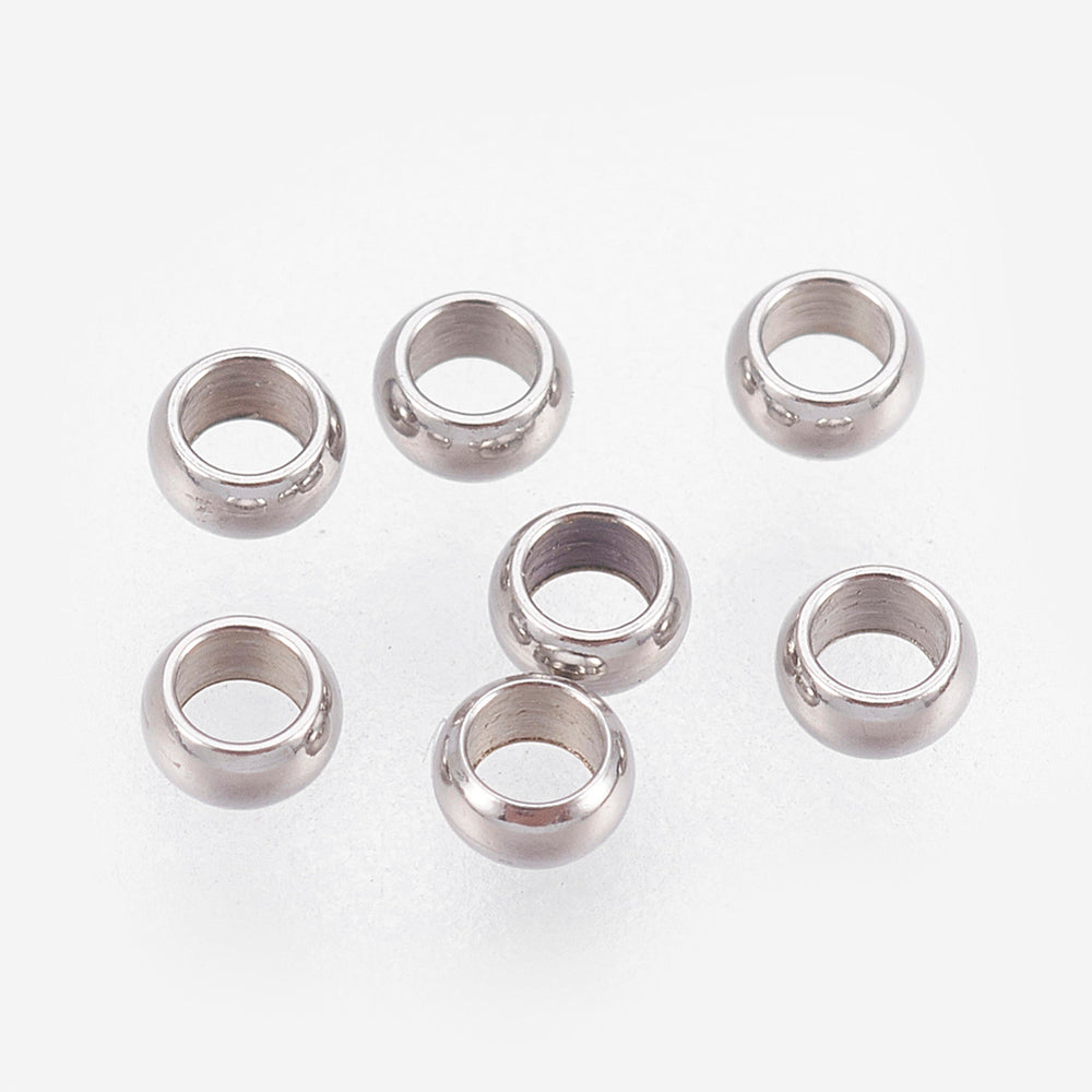 Tarnish Resistant 316-Stainless Stainless Steel Crimp Beads (125-150 PCs, Approx 2 GMs) 1.9 MM Round Hole 0.9 MM Gear Locks Silver Color For Jewellery Making [ac-jwlsupp-00057-m2]
