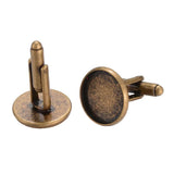 Vintage Brass Cufflinks (Holds 16 MM Round Embellishments) Antique Bronze Color (Pack Of 2 PCs)