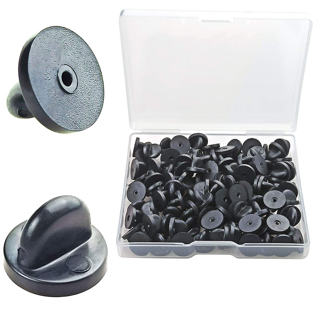 Silicone Brooch Rubber Pin Backs 10x8 MM (28-30 PCs, 10 GMs Wt) Black Comfort Fit Tie Tack Safety Backs for Holding Uniform Badges Lapel Hats