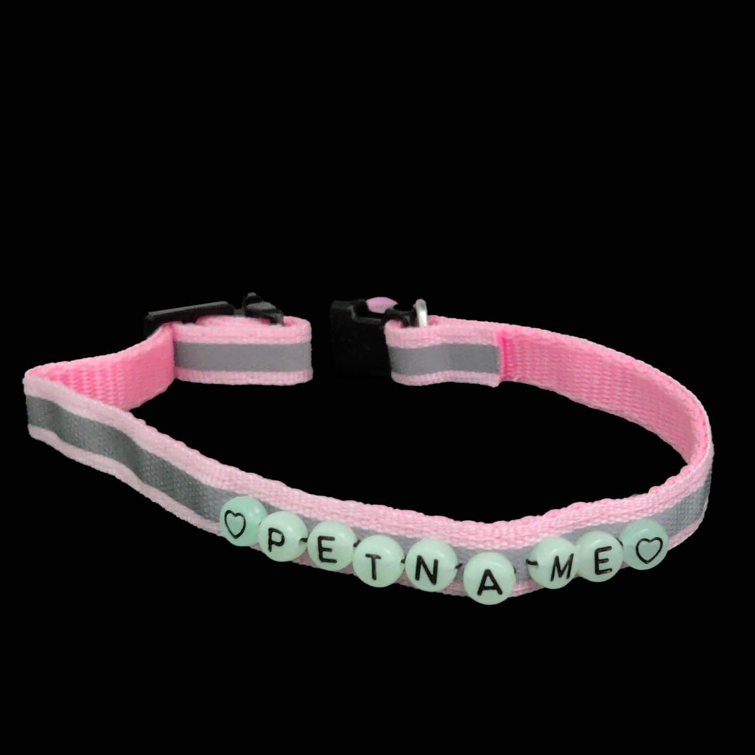 Name Personalized Adjustable Polyester Reflective Pet Dog Cat Collar 8 Inch [Neck Dia 7.5 to 12 Inch] Pink (Pack of 1)