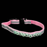 Name Personalized Adjustable Polyester Reflective Pet Dog Cat Collar 8 Inch [Neck Dia 7.5 to 12 Inch] Pink (Pack of 1)