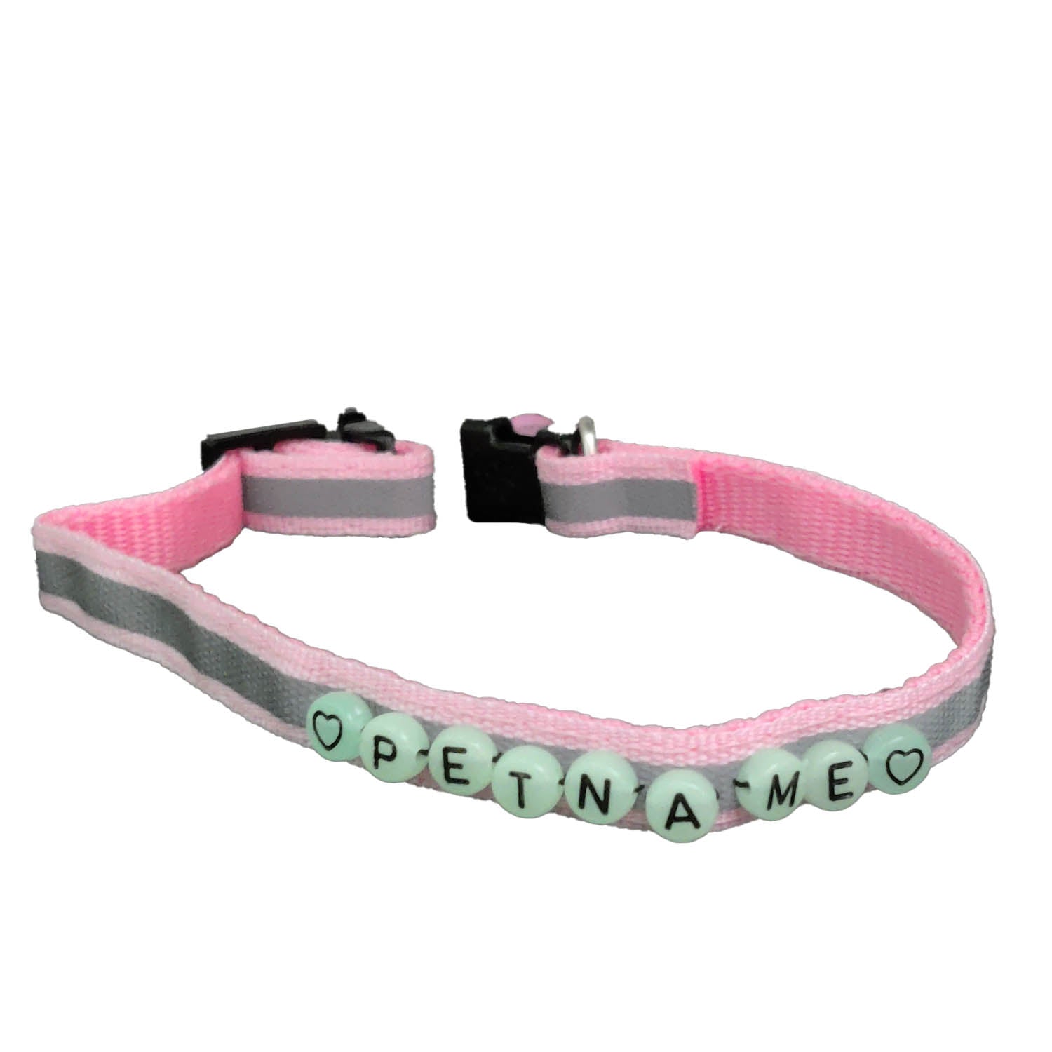 Name Personalized Adjustable Polyester Reflective Pet Dog Cat Collar 8 Inch [Neck Dia 7.5 to 12 Inch] Pink (Pack of 1)