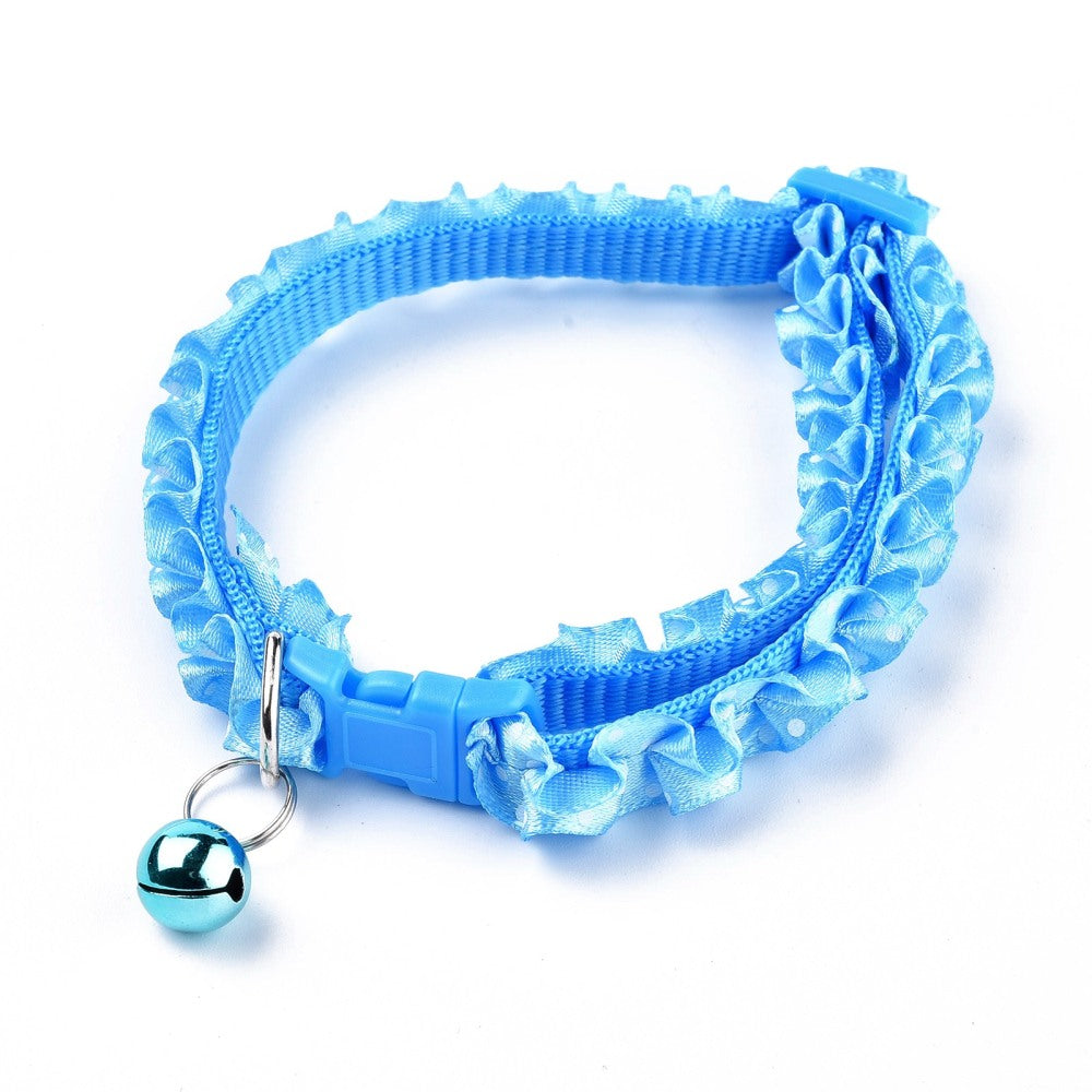 Name Personalized Adjustable Polyester Lace Reflective Pet Dog Cat Collar 8 Inch [Neck Dia 7.5 to 12 Inch] Blue (Pack of 1)